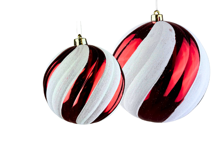 (BHK01246RW)(BHK01247RW) Esfera 15 y 20 Cm Rojo/Blanco