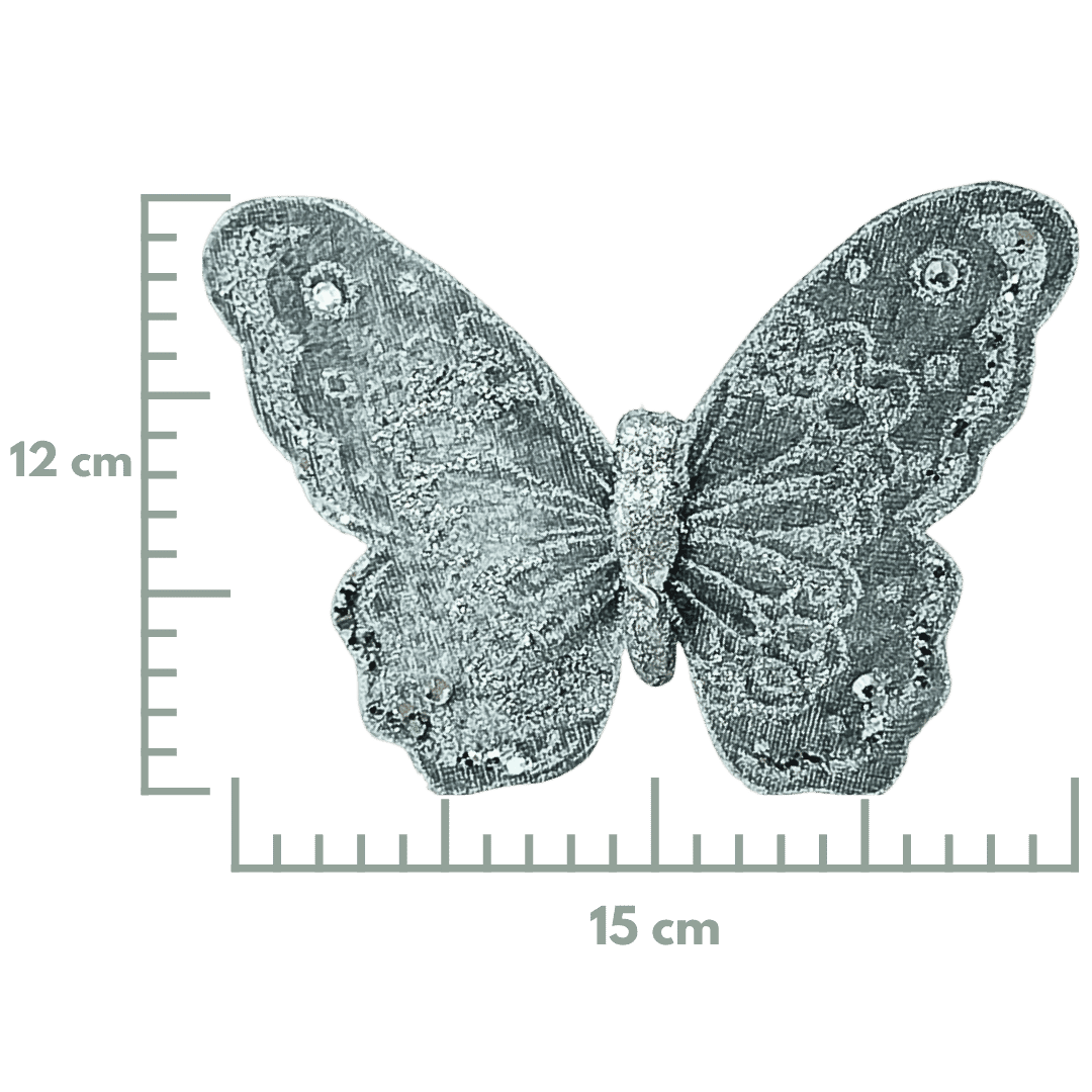 (Ccy00105S) Mariposa Brillante 15X12Cm Plata