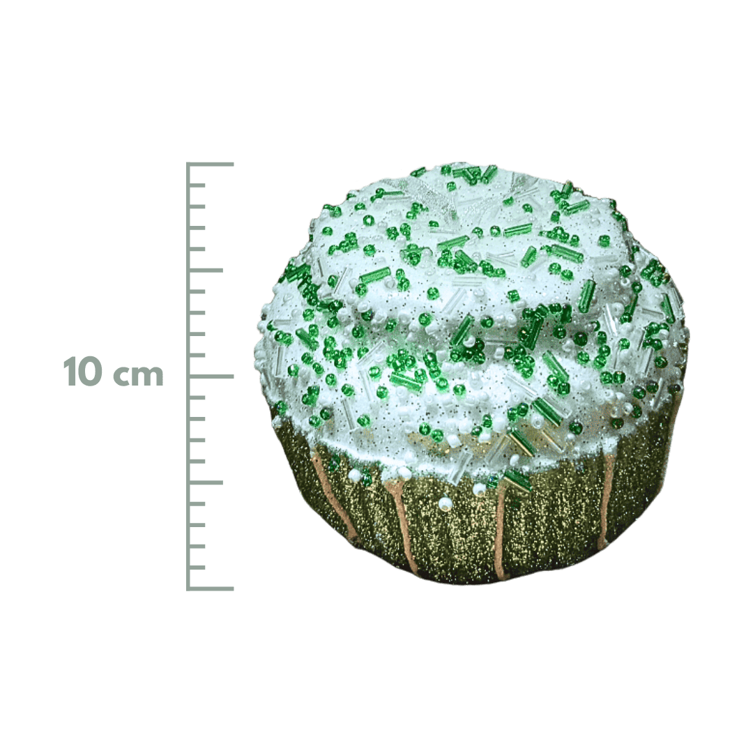 MUFFIN CON CHISPAS DE LENTEJUELA 10X7CM MENTA