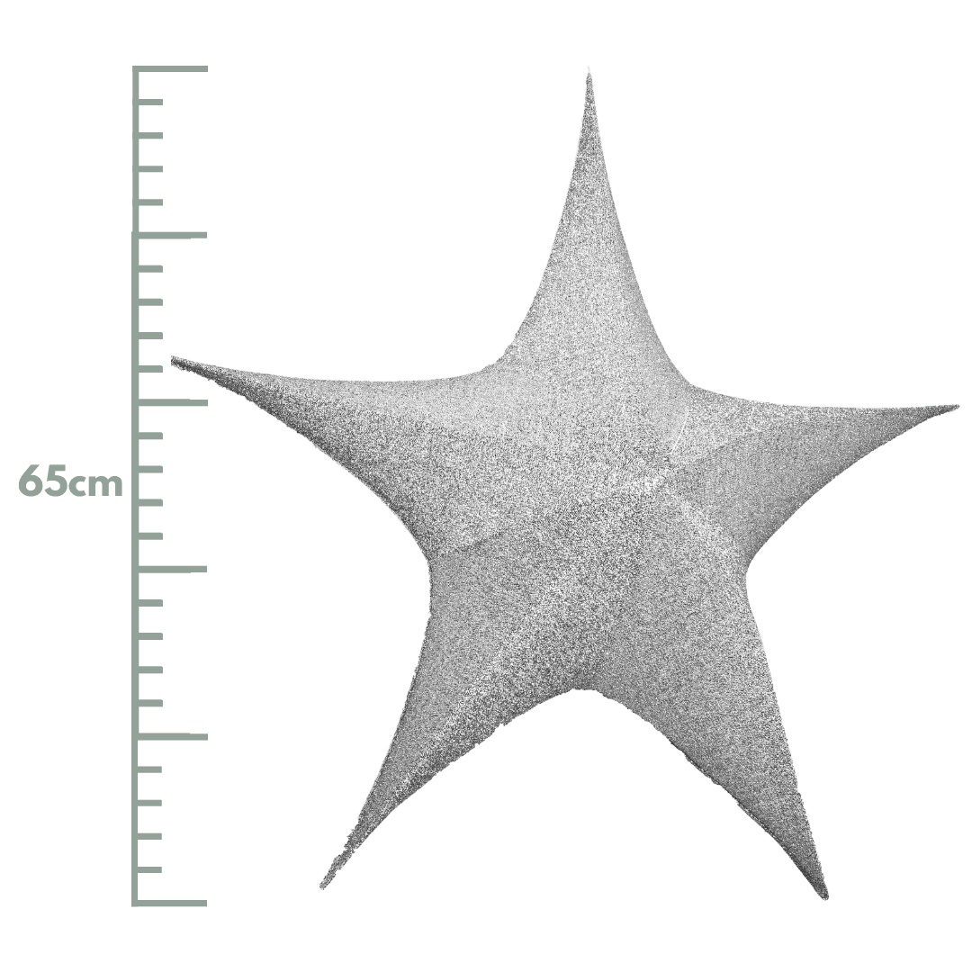 (DEC0026PL) Estrella de tela 65 cm plata
