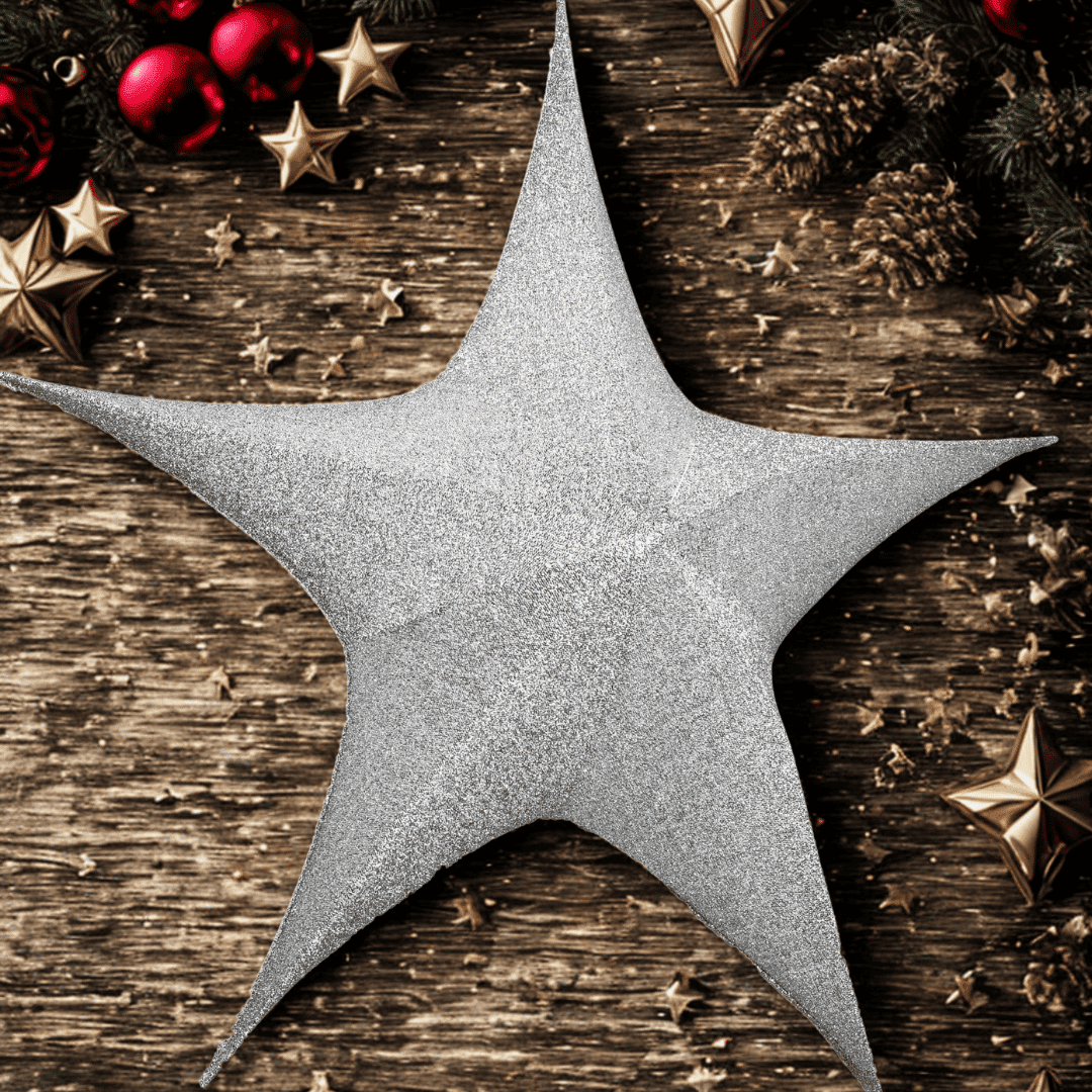 (DEC0026PL) Estrella de tela 65 cm plata