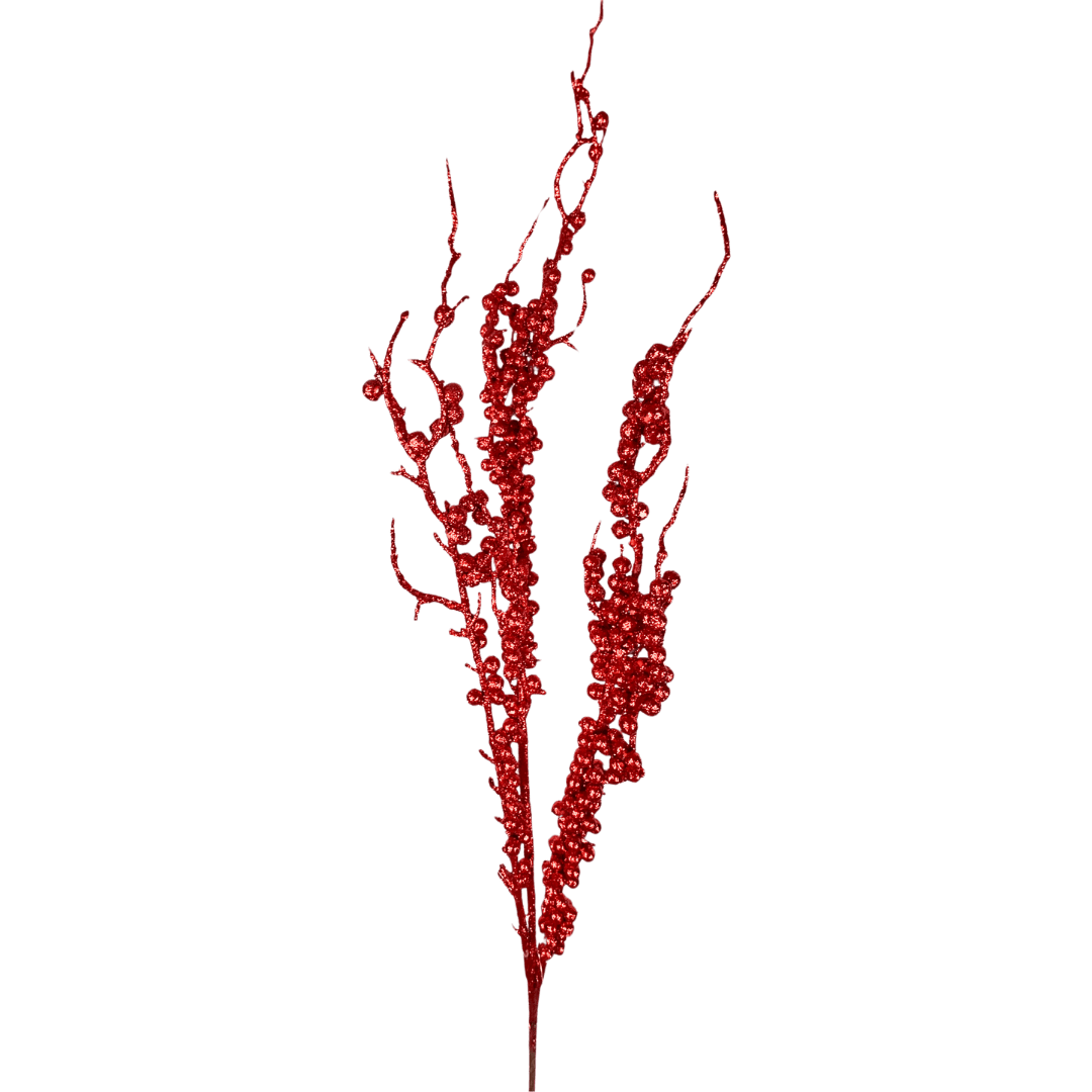(DTI00425R) Follaje bolitas escarchado rojo 100 cm