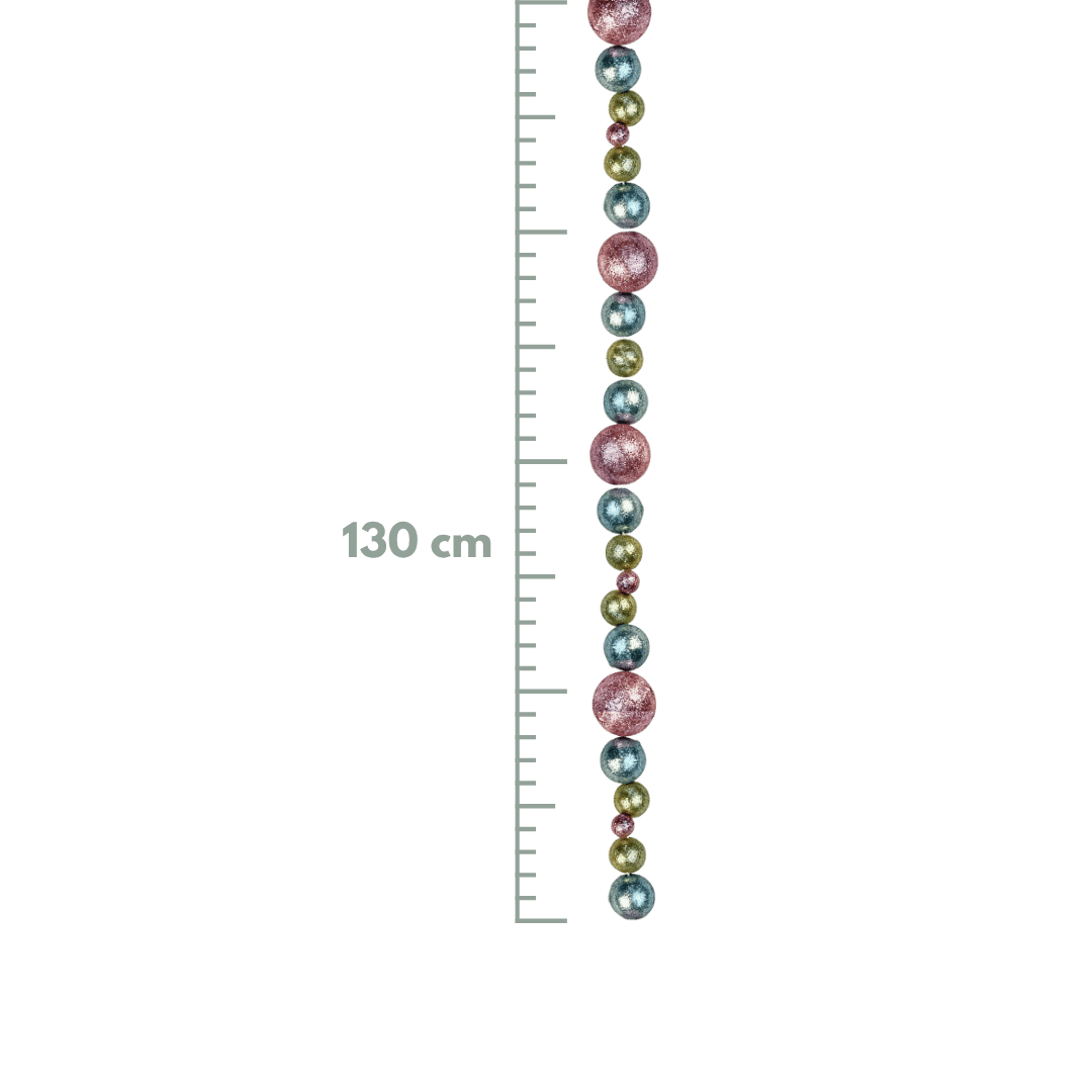 Guirnalda esferas escarchadas 130 cm oro glam/rojo candy/rosa candy