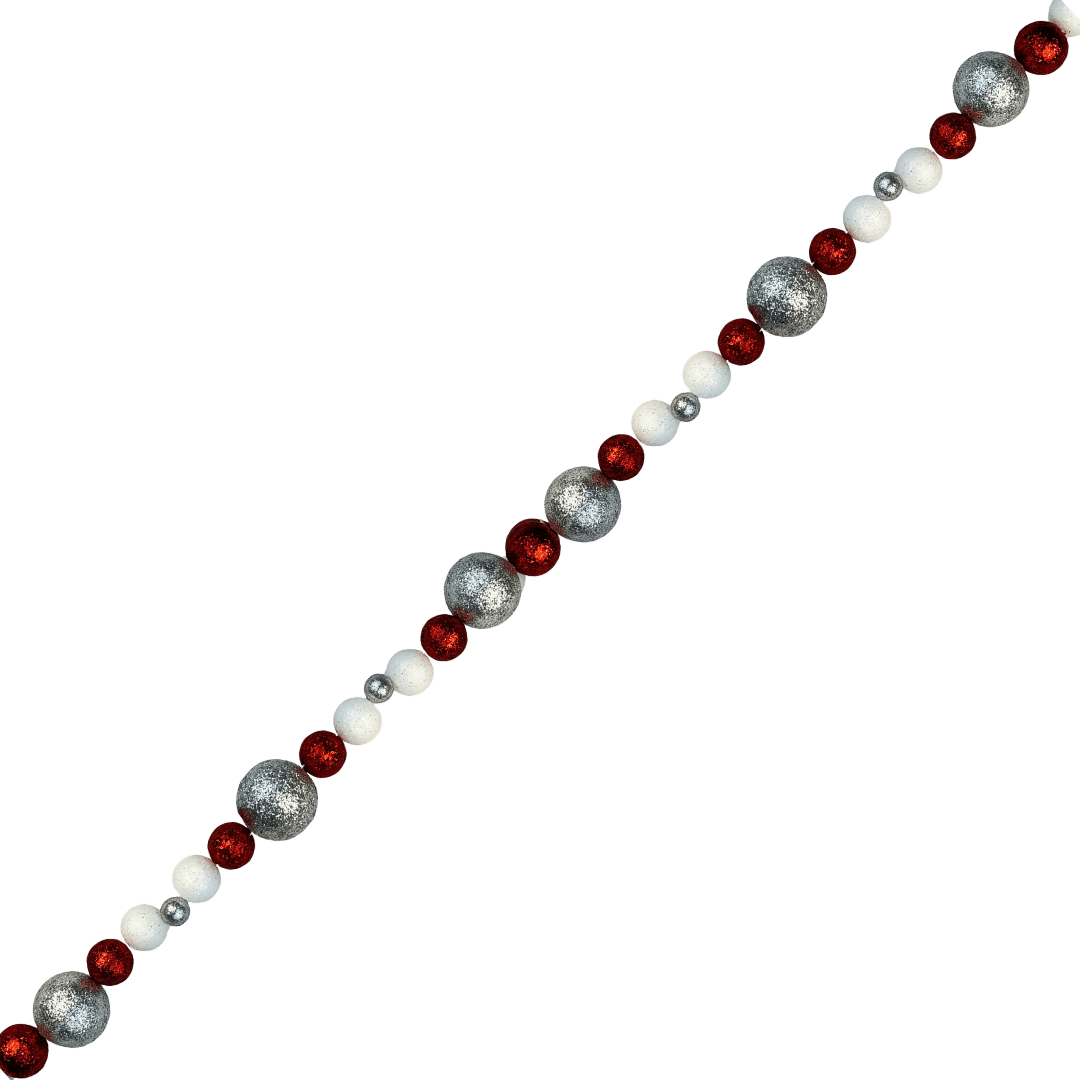 Guirnalda esferas escarchadas 130 cm oro glam/rojo candy/rosa candy