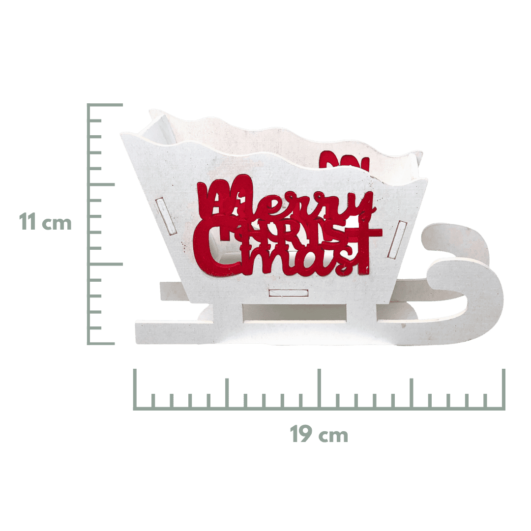 (DTI0321) Trineo de madera blanco "Merry Christmas"