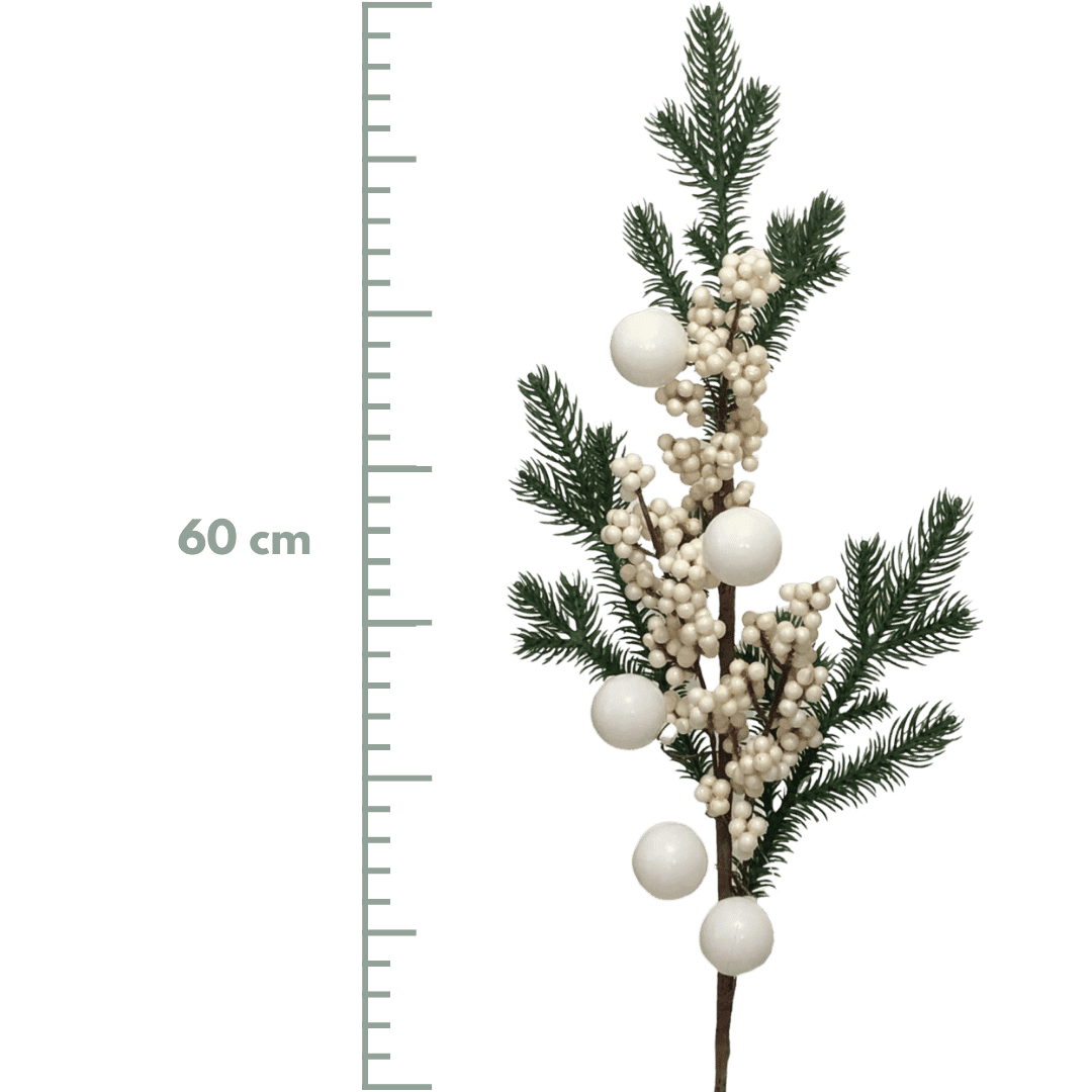 (DTI0356W) Follaje berry esfera 60 cm blanco
