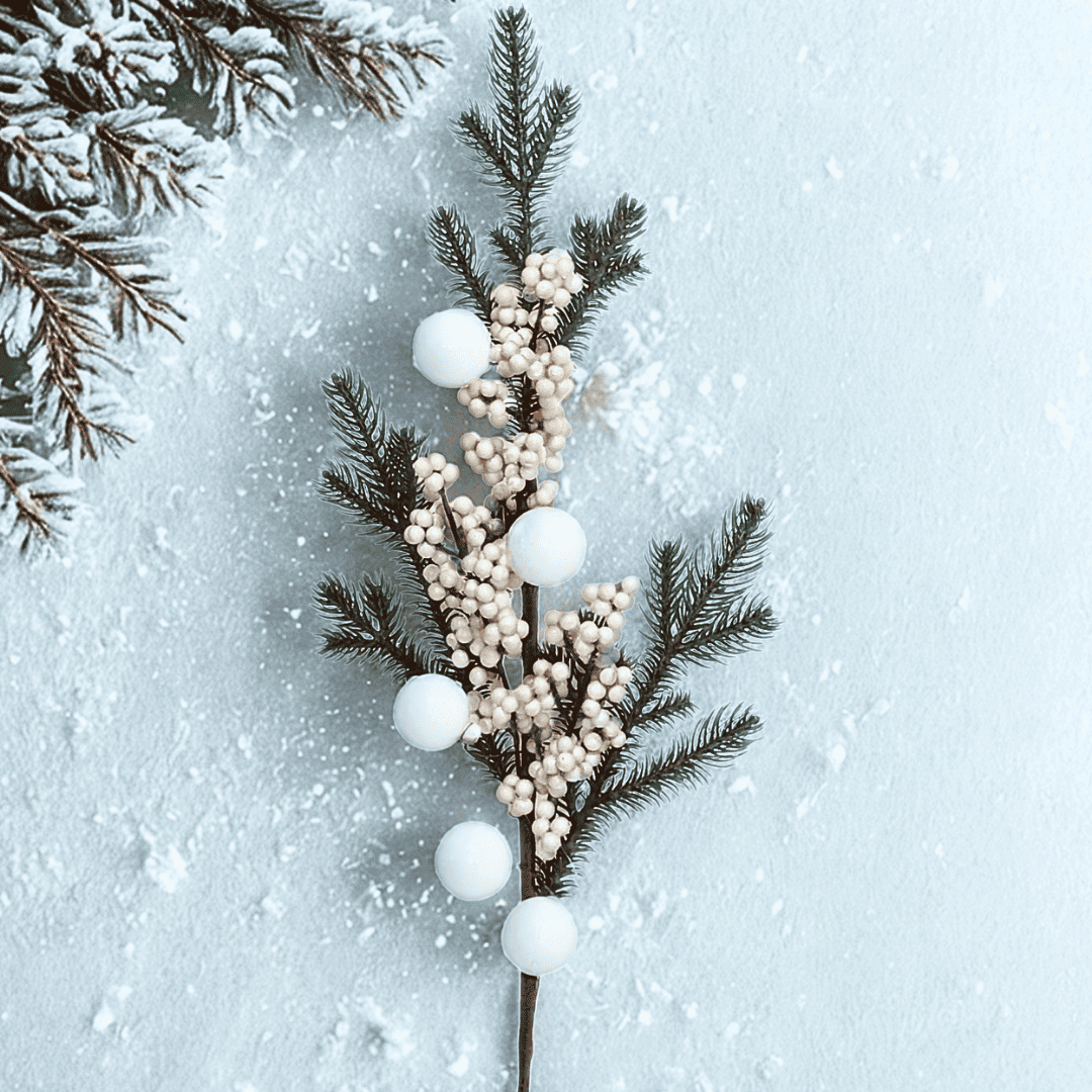 (DTI0356W) Follaje berry esfera 60 cm blanco