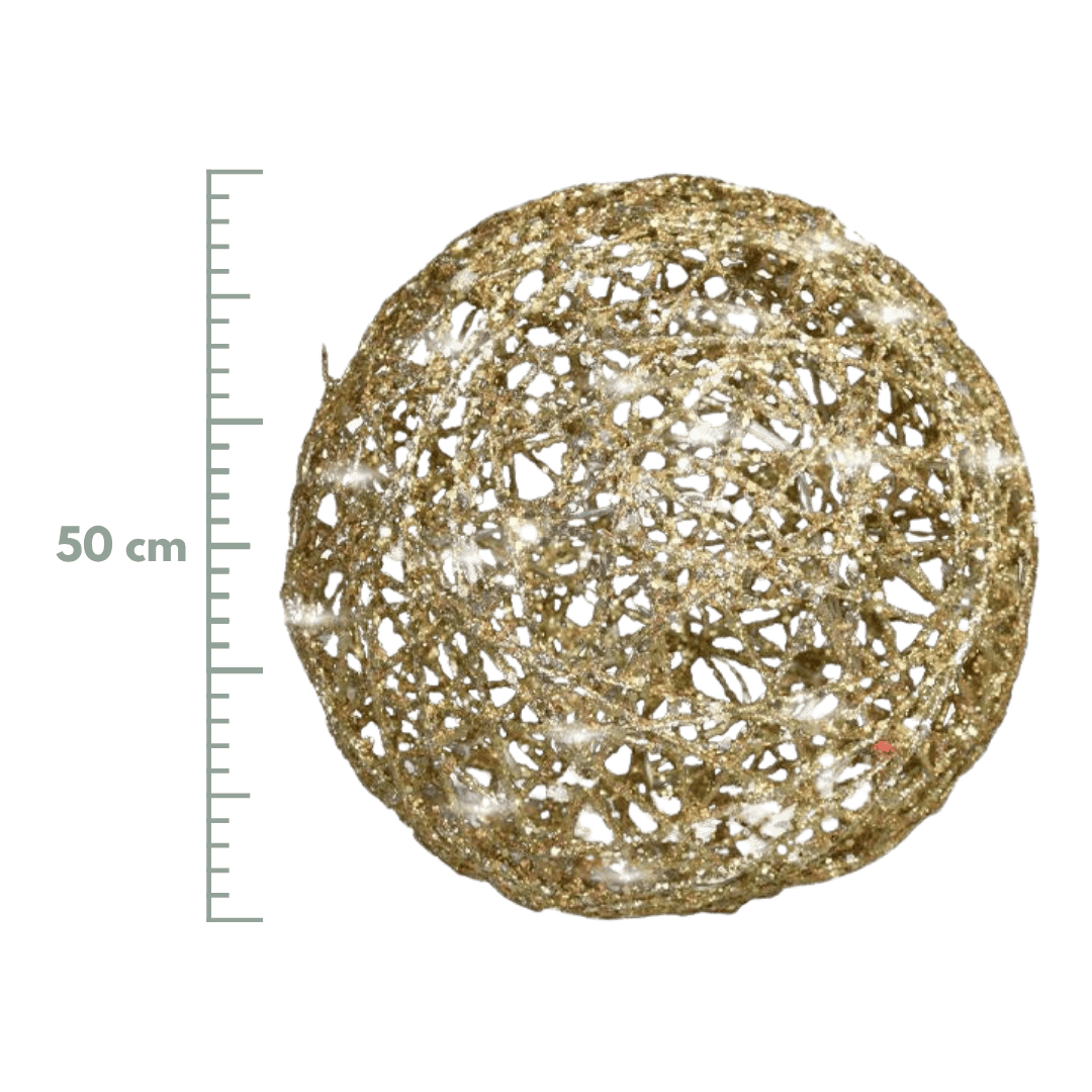ESFERA MECATE C/LUZ 50 CM ORO