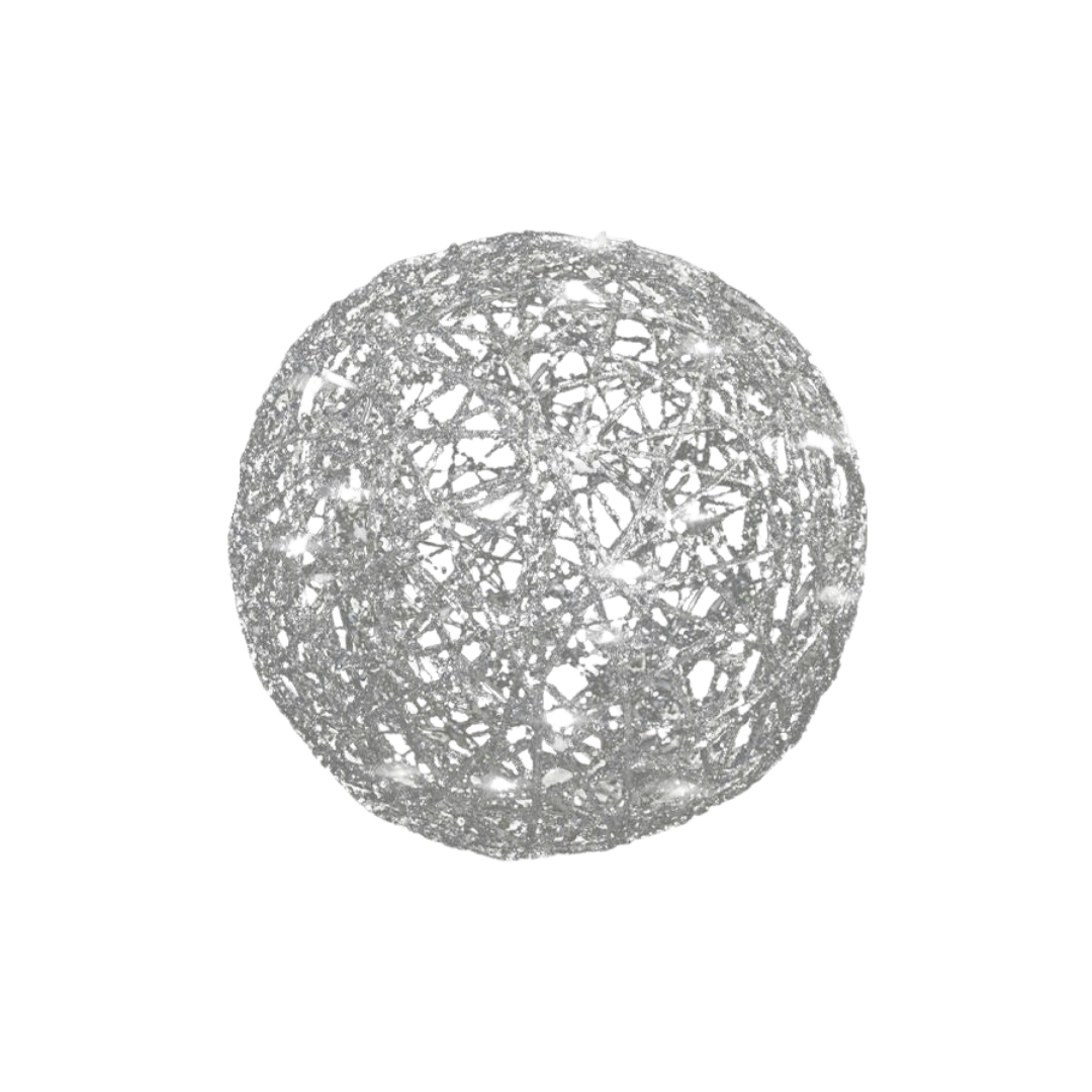 Esfera mecate plata con luz 40cm/50cm