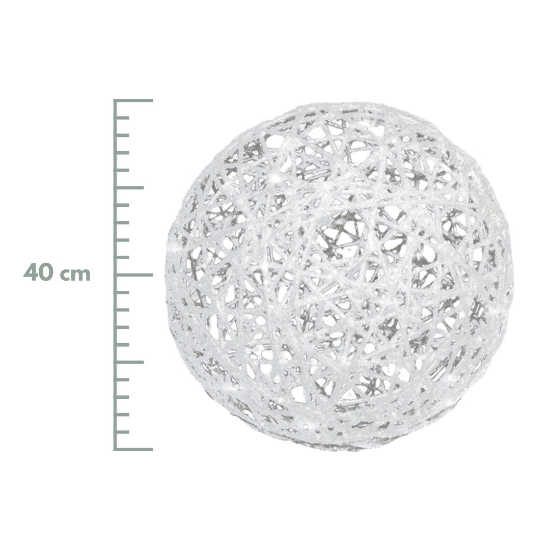 (ESFT-M-030) ESFERA MECATE C/LUZ 40 CM BLANCA
