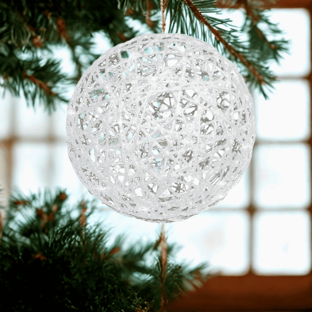(ESFT-M-030) ESFERA MECATE C/LUZ 40 CM BLANCA