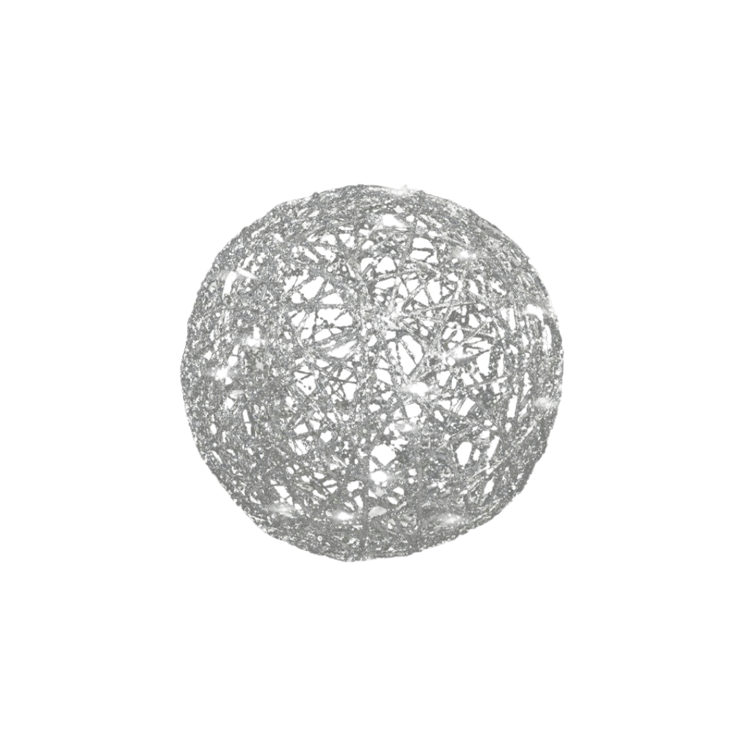 Esfera mecate plata con luz 40cm/50cm