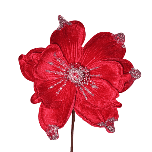 FLOR MAGNOLIA 22CM ROJO / ORO