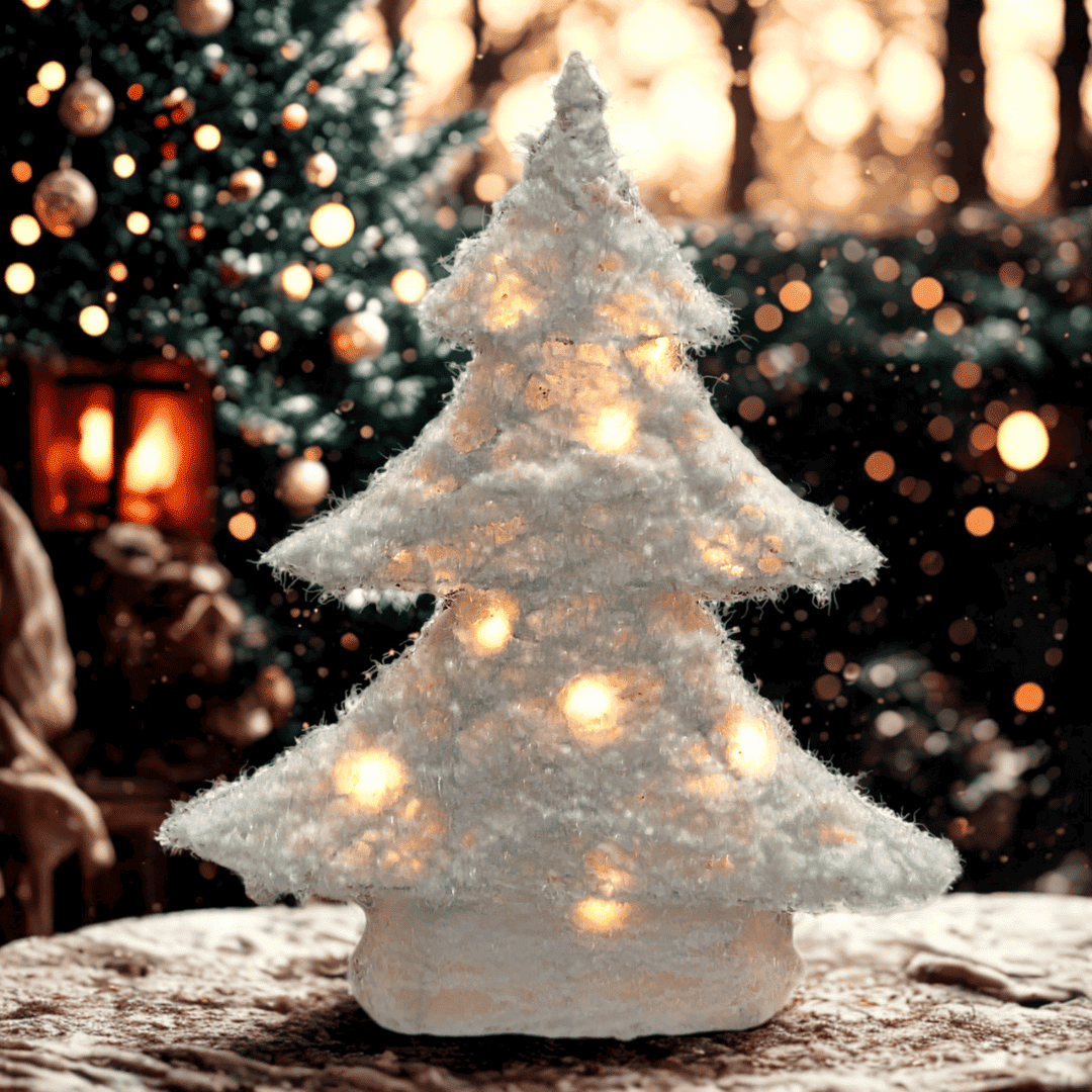 (FIG0839BL) Pino plumas 20 luces 35 x 40 cm blanco