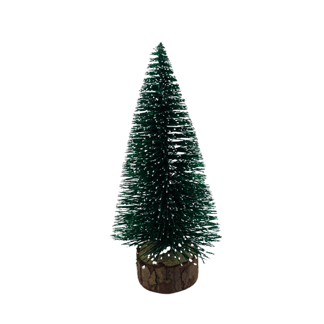 (FIG0898VD) Pino con base de madera 15 cm verde