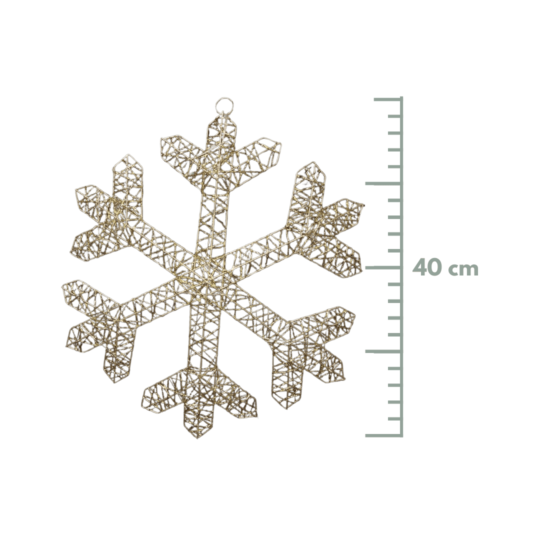 Copo de nieve con luz oro 40 cm/ 50 cm