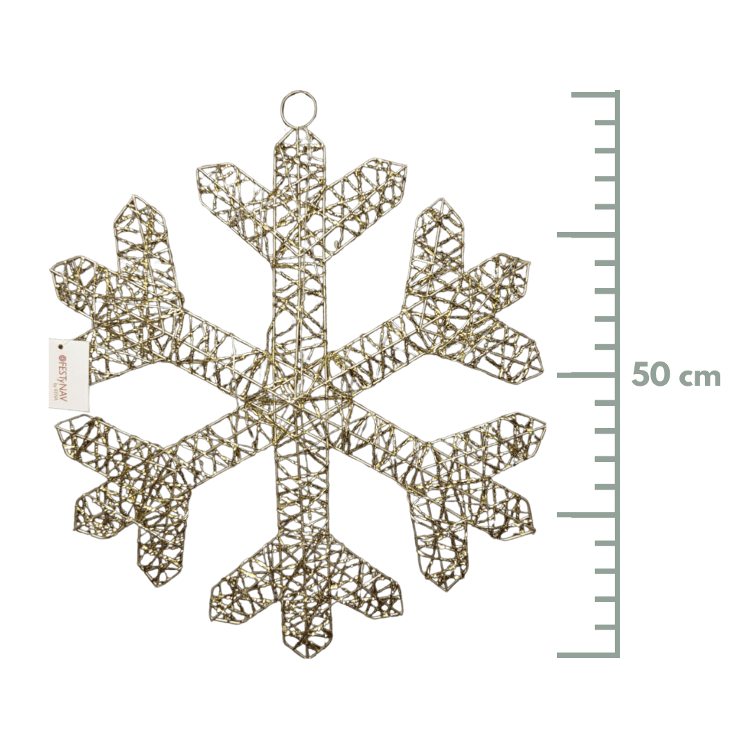Copo de nieve con luz oro 40 cm/ 50 cm