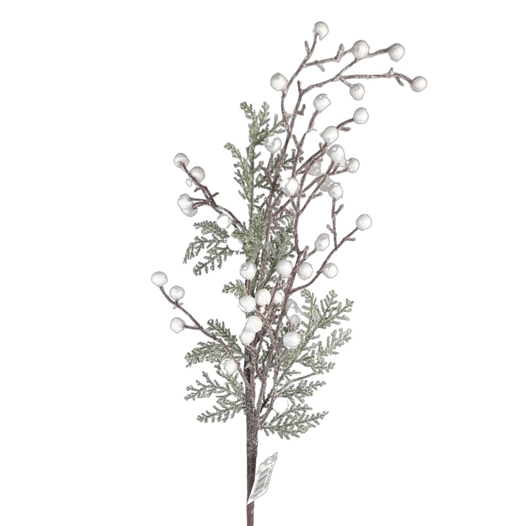 (Fla01057) Follaje Berries Nevado 86Cm Blanco