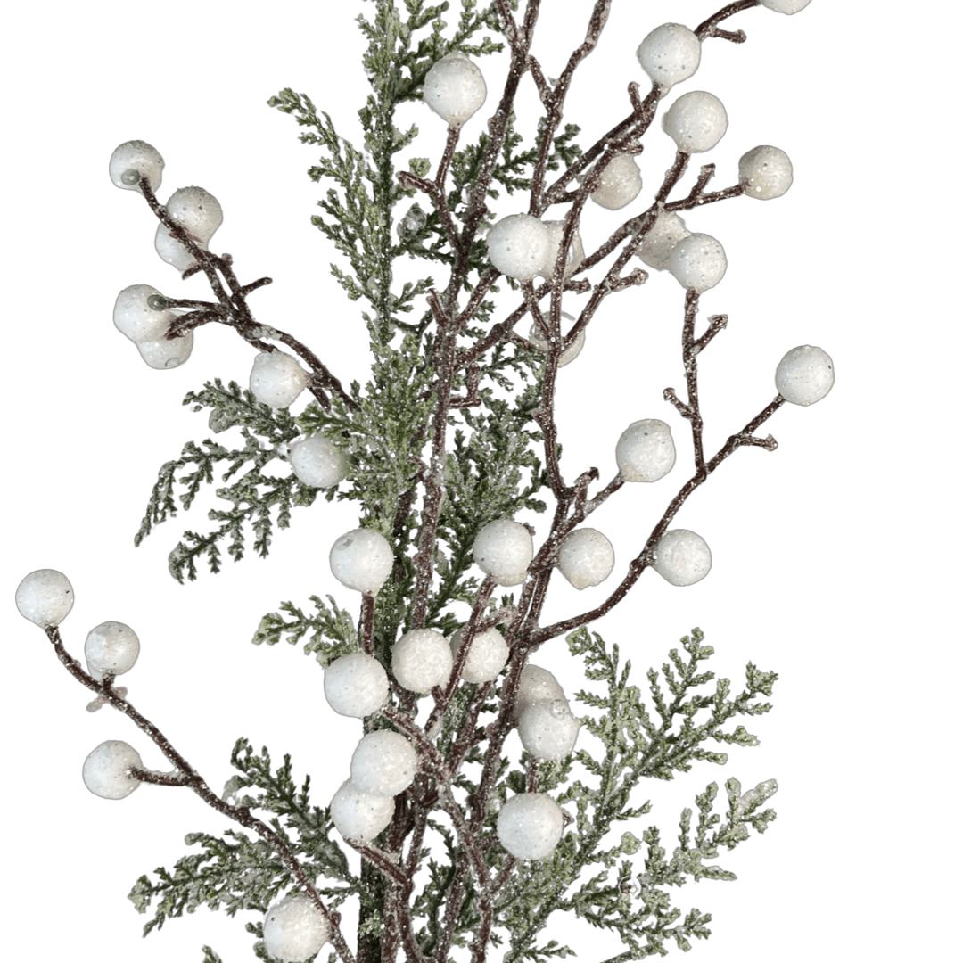 (Fla01057) Follaje Berries Nevado 86Cm Blanco