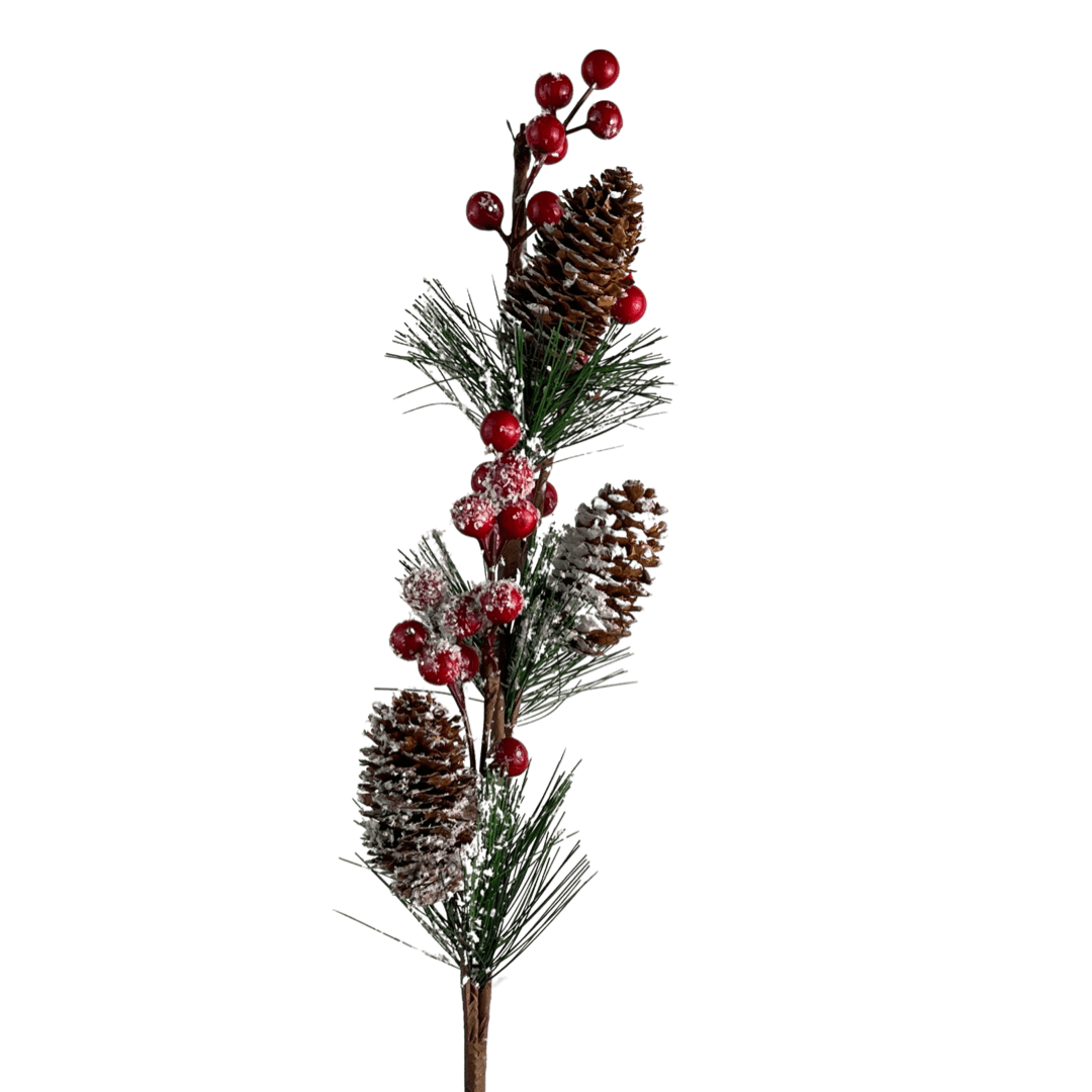(Fla01085R) Follaje Pino Berry Frosty 70Cm Rojo