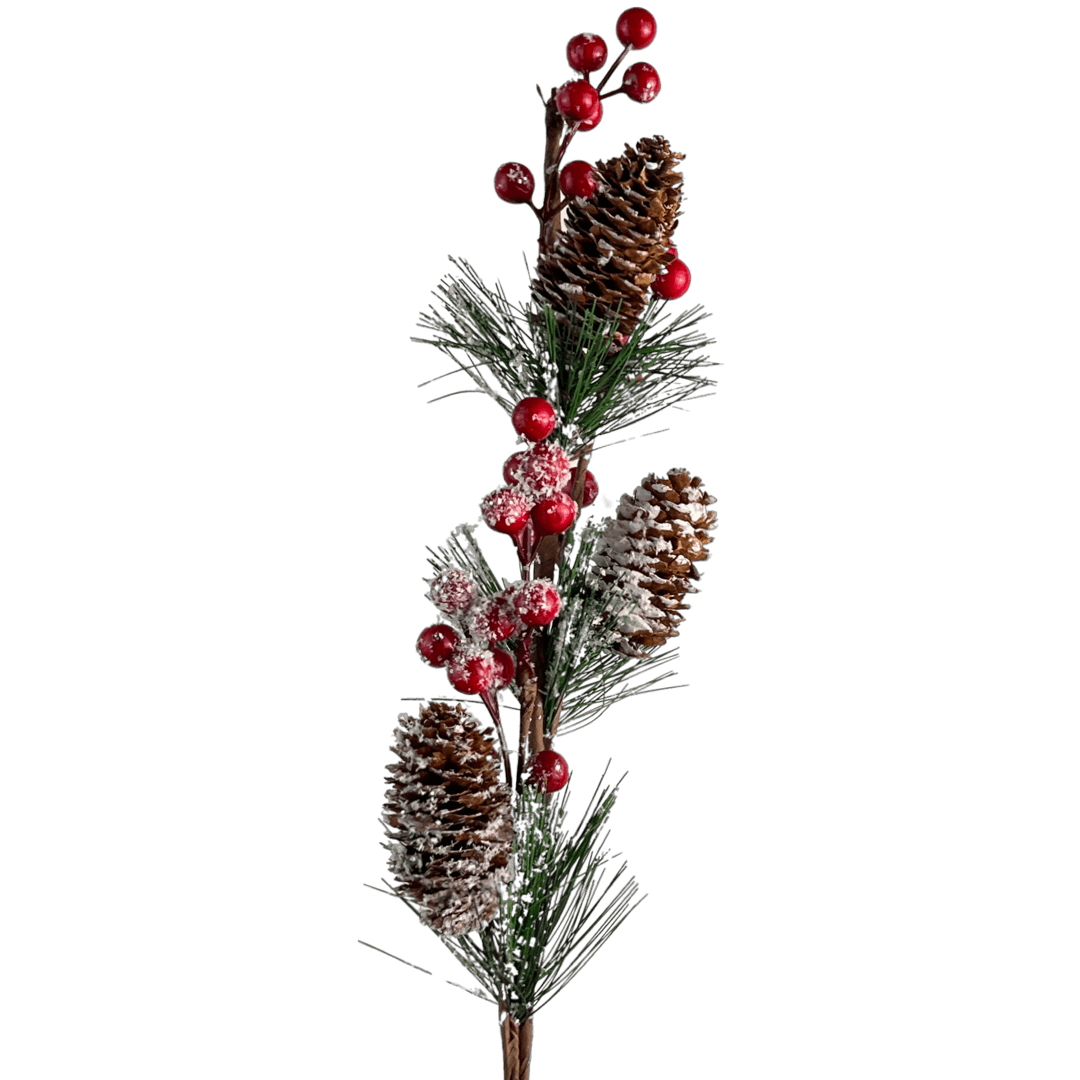 (Fla01085R) Follaje Pino Berry Frosty 70Cm Rojo