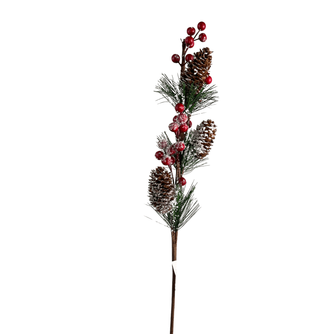 (Fla01085R) Follaje Pino Berry Frosty 70Cm Rojo