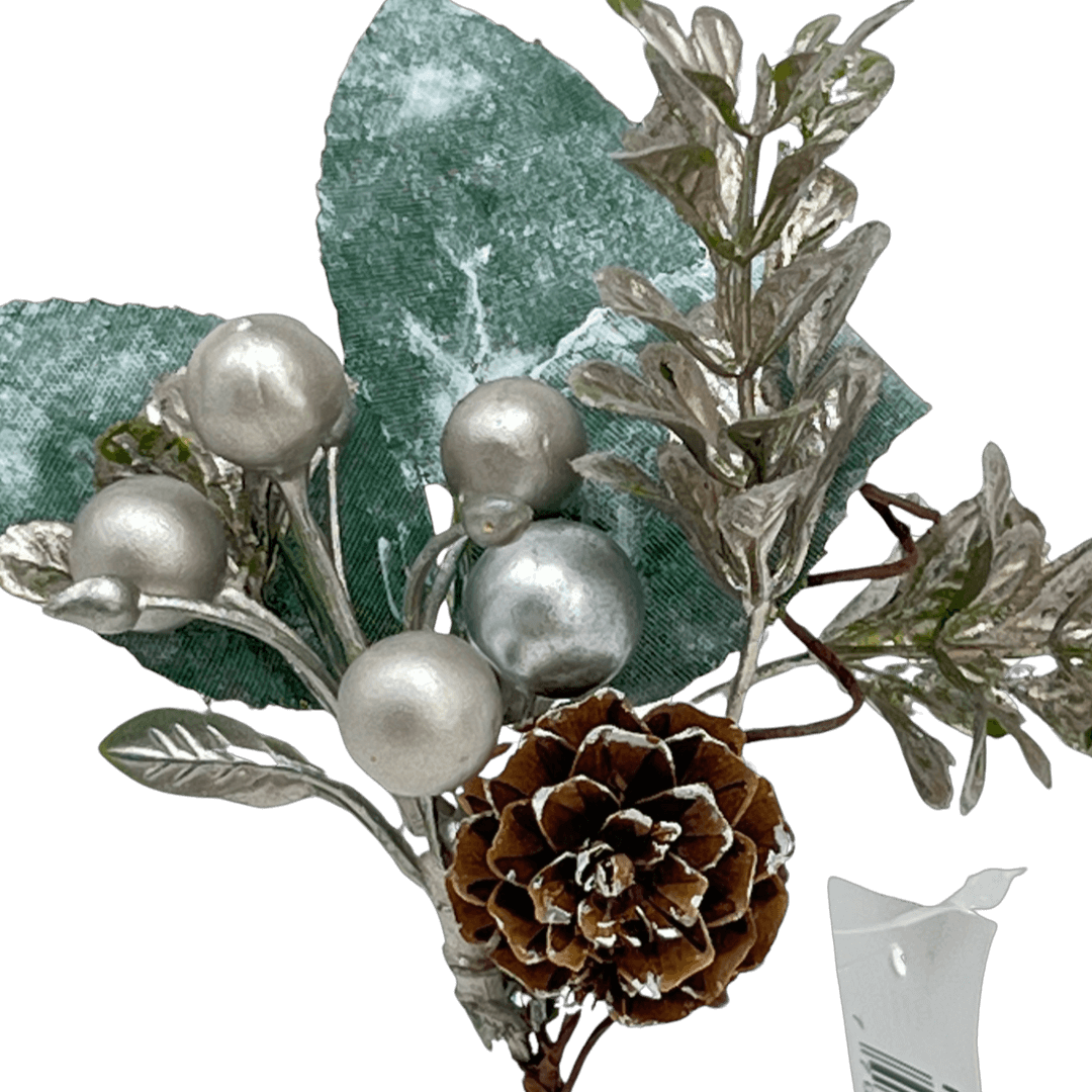 (Fla01450Ch) Pick Follaje Con piñas 15Cm Champagne