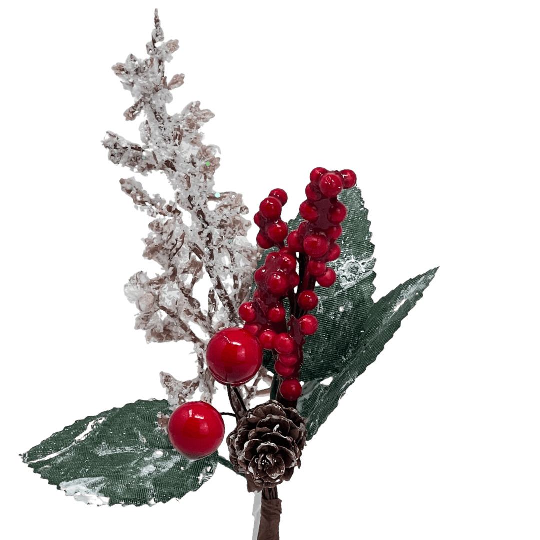 (Fla01453) Follaje navideño De Berries Nevado 17Cm