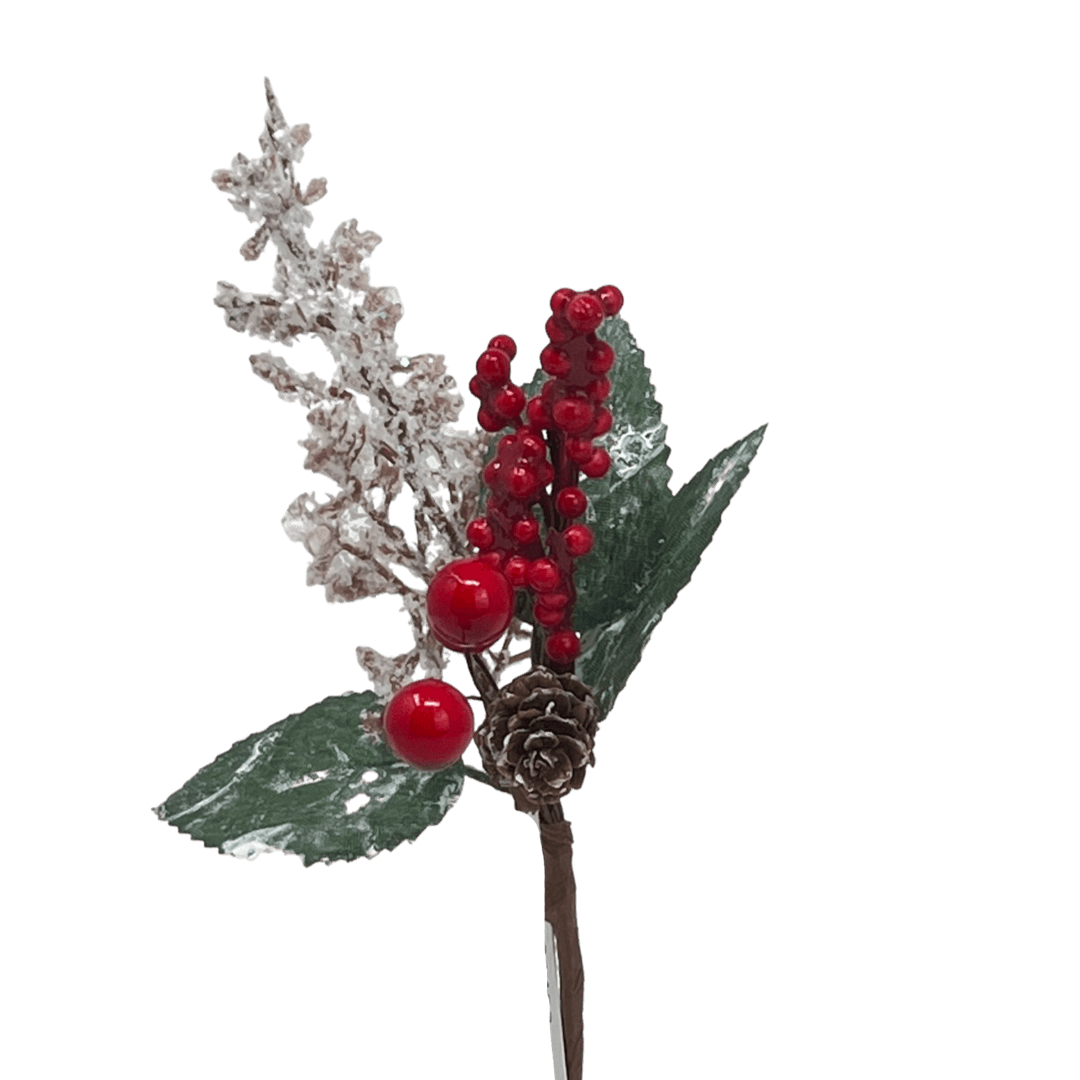 (Fla01453) Follaje navideño De Berries Nevado 17Cm