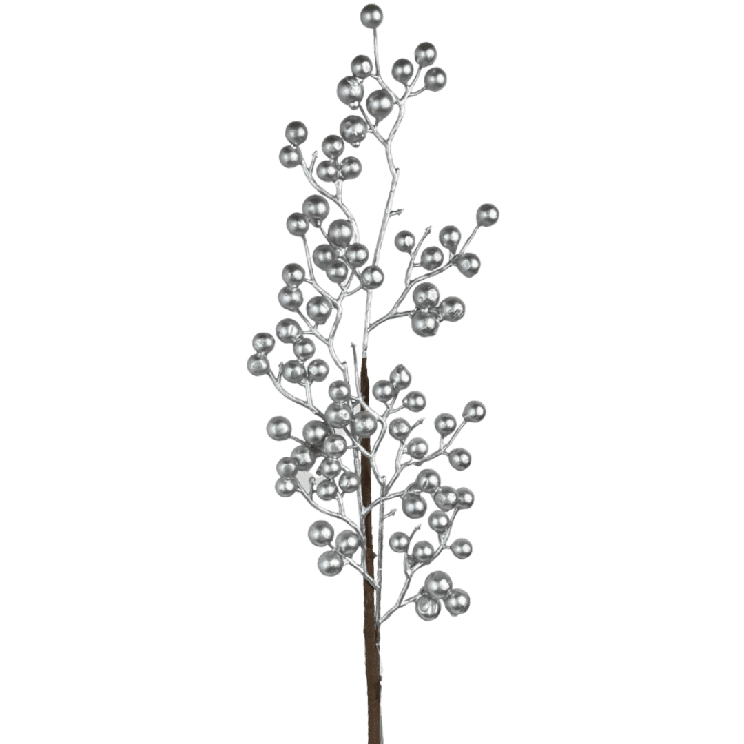 (Fla01516S) Vara De Perlas mate 65Cm plata
