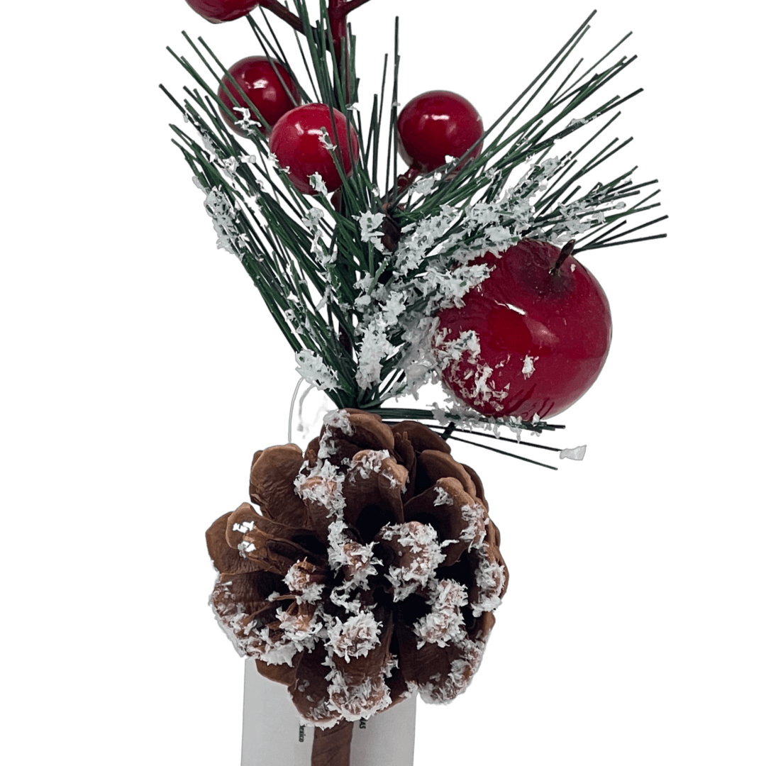 (Fla01770R) Follaje De Berries Con Pinas nevado 28Cm