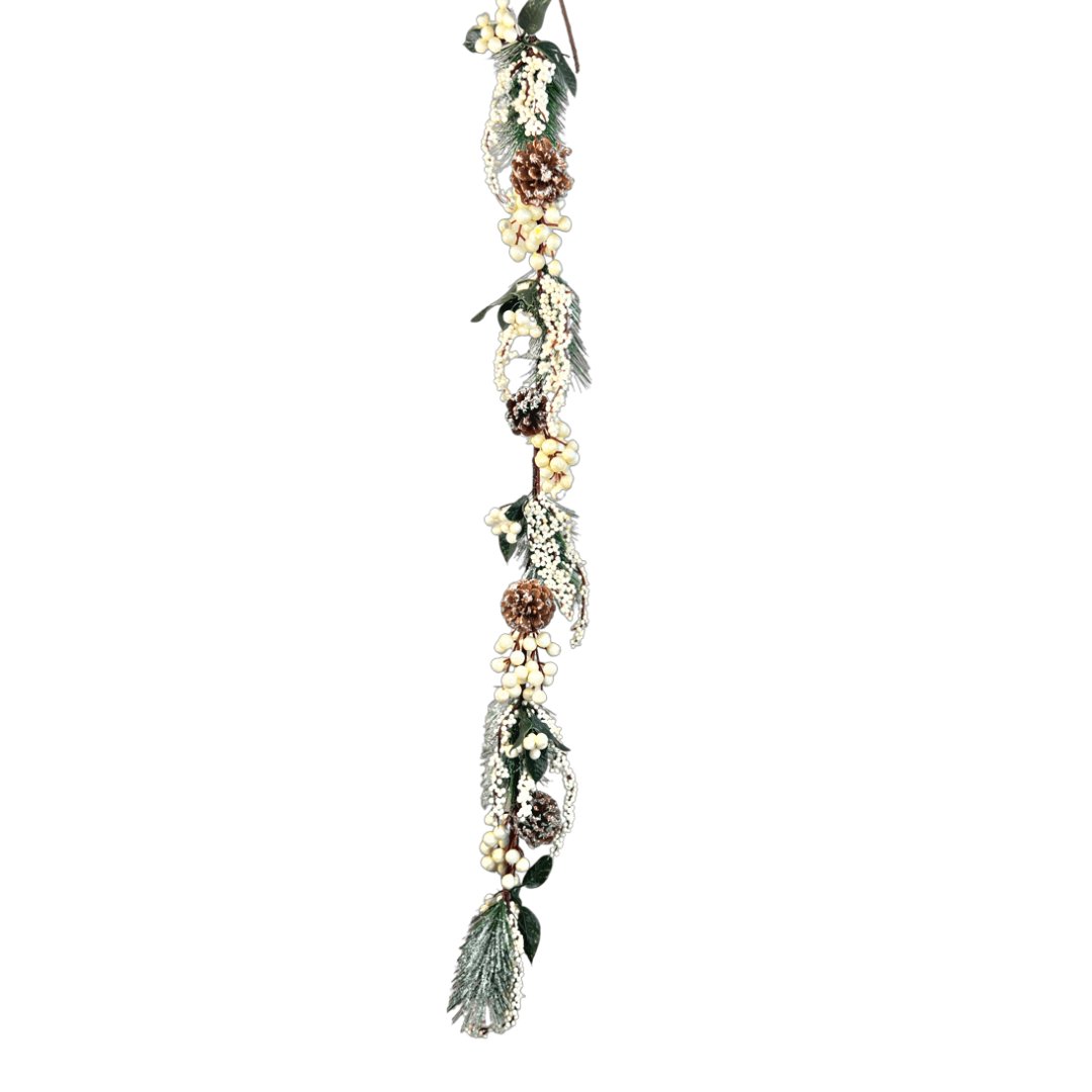 (FLA01813CR) Guia de berries con piñas 1.30 cm crema