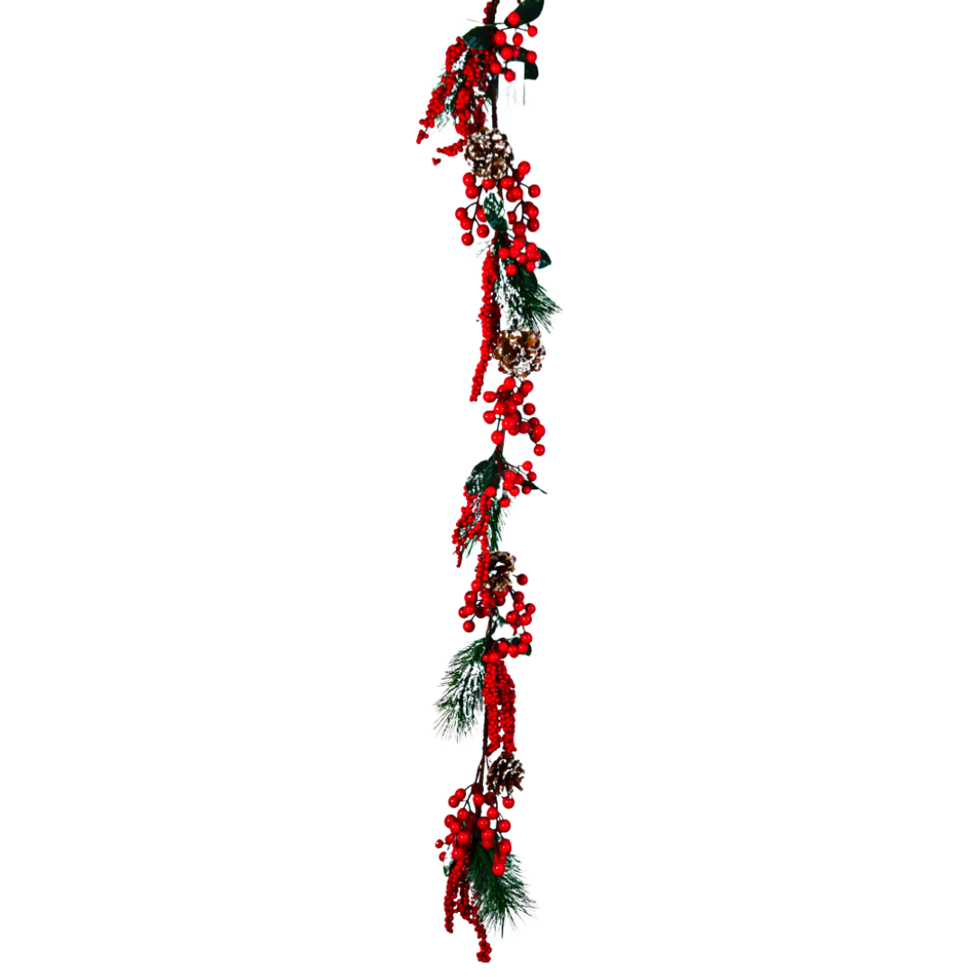 (FLA01813R) Guia de berries con piñas 1.30 cm rojo