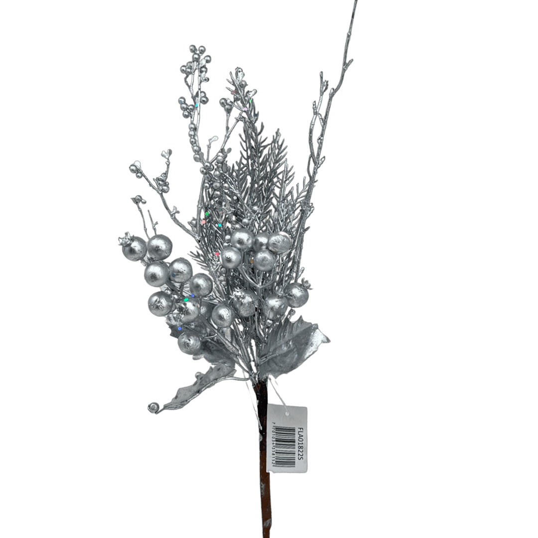 (Fla01822S) Follaje Berries Mate 44Cm Plata