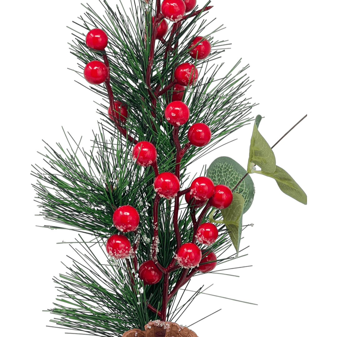 (Fla01827R) Follaje navideño Berries con piñas 50Cm Rojo