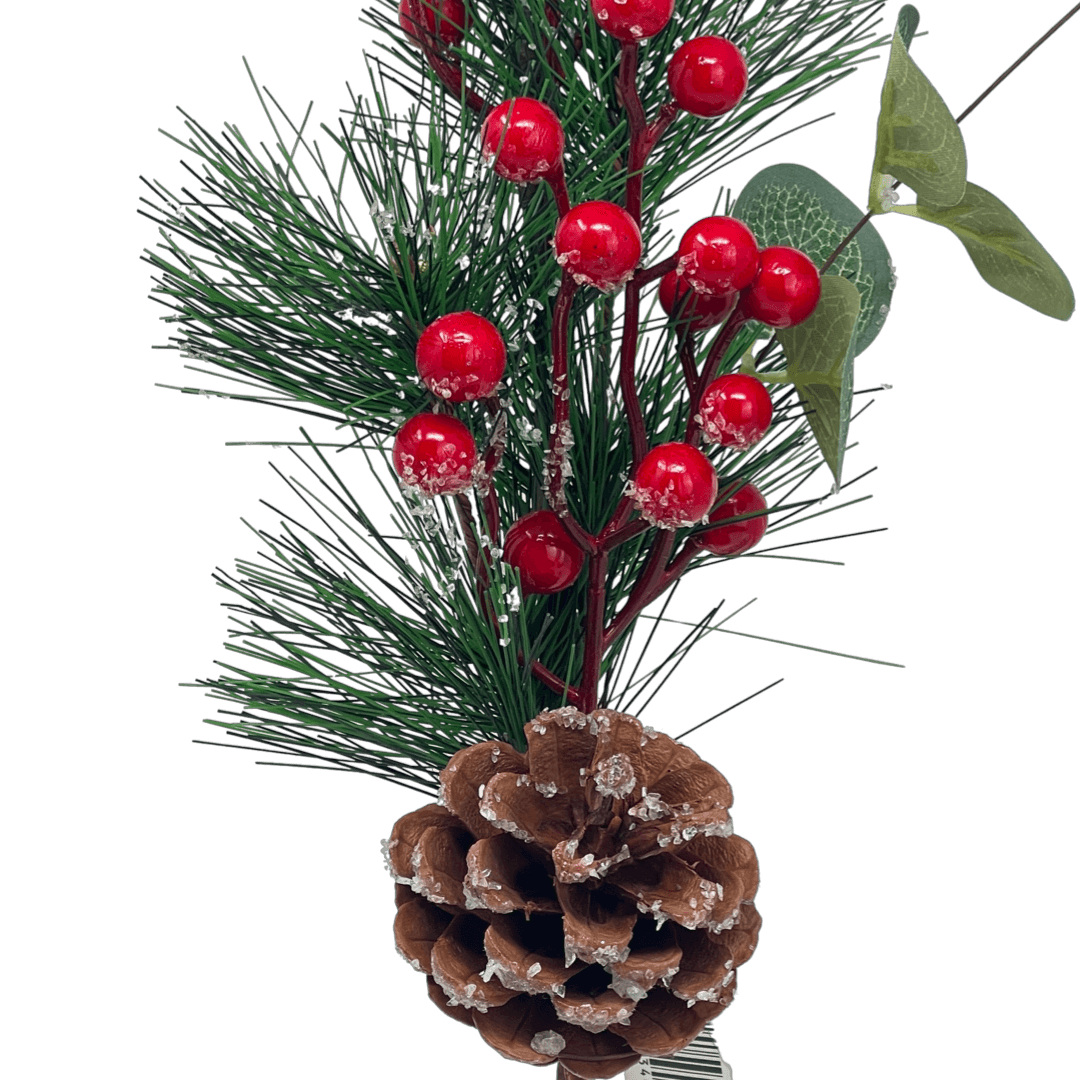 (Fla01827R) Follaje navideño Berries con piñas 50Cm Rojo