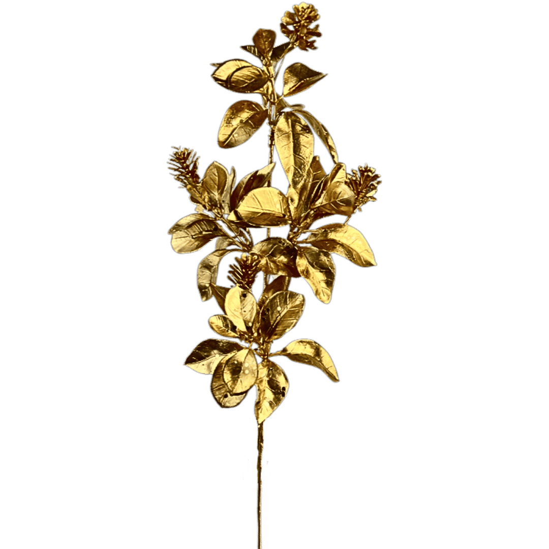 (FLA01838G) FOLLAJE HOJAS MATE 54CM ORO