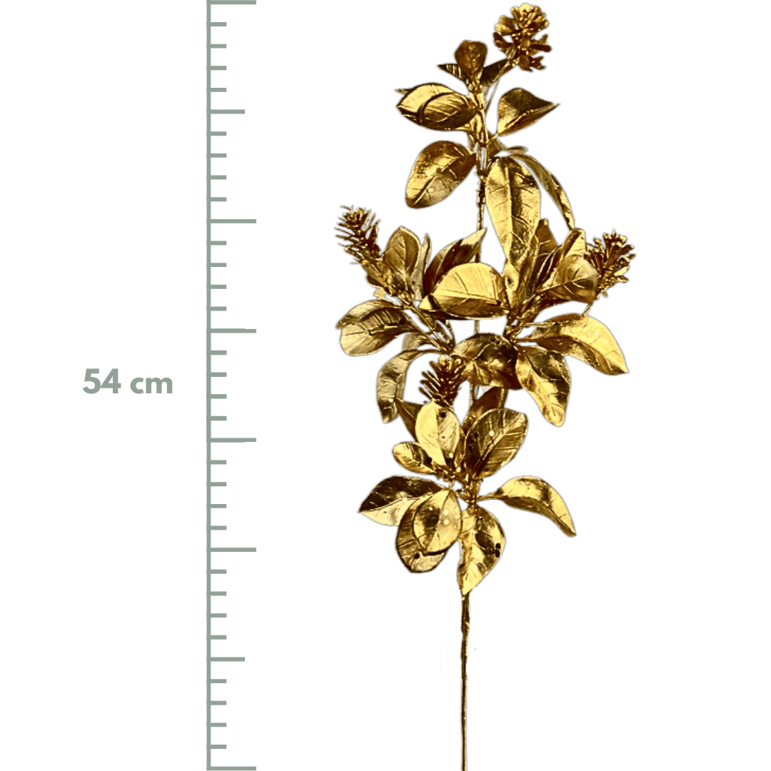 (FLA01838G) FOLLAJE HOJAS MATE 54CM ORO