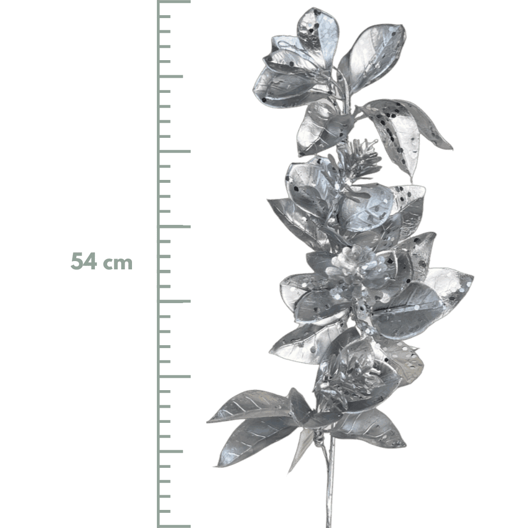 (Fla01838S) Follaje Hojas Mate 54Cm Plata