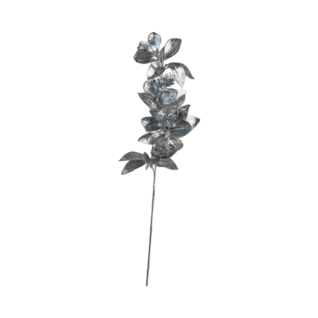 (Fla01838S) Follaje Hojas Mate 54Cm Plata