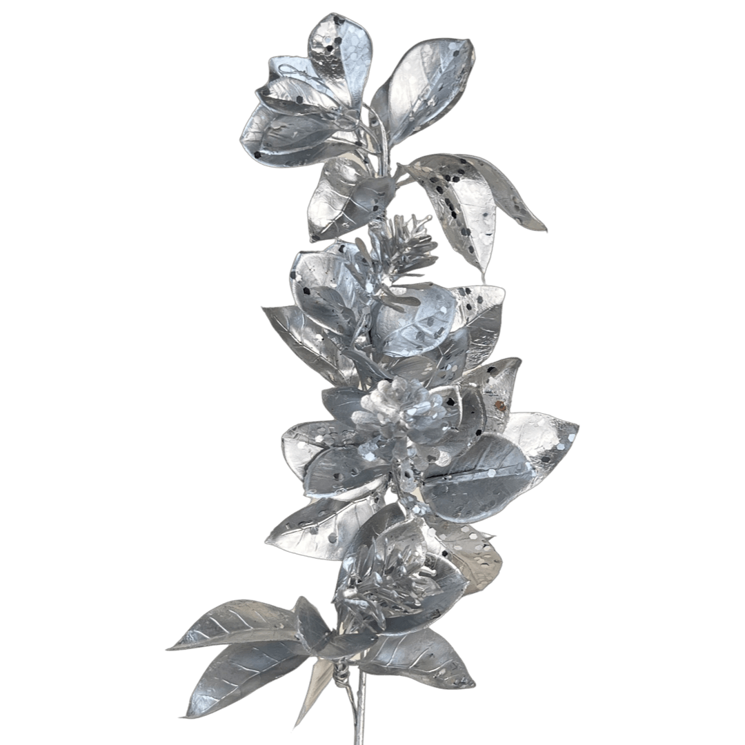 (Fla01838S) Follaje Hojas Mate 54Cm Plata