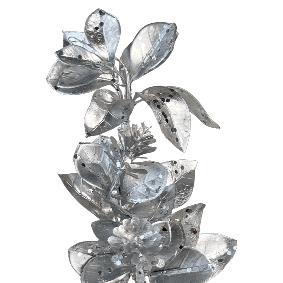 (Fla01838S) Follaje Hojas Mate 54Cm Plata