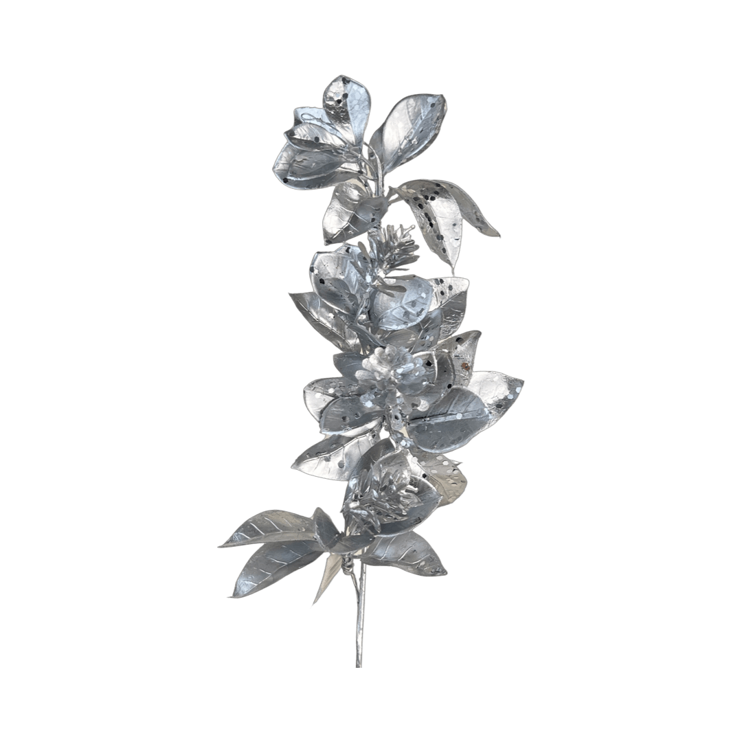 (Fla01838S) Follaje Hojas Mate 54Cm Plata