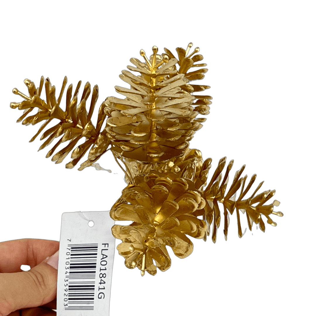 (Fla01841G) Pick ramo de piñas 10 cm oro
