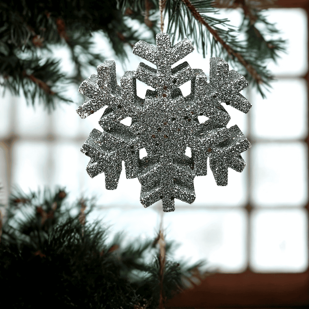 (FLA02258S) Copo de nieve 12 cm plata