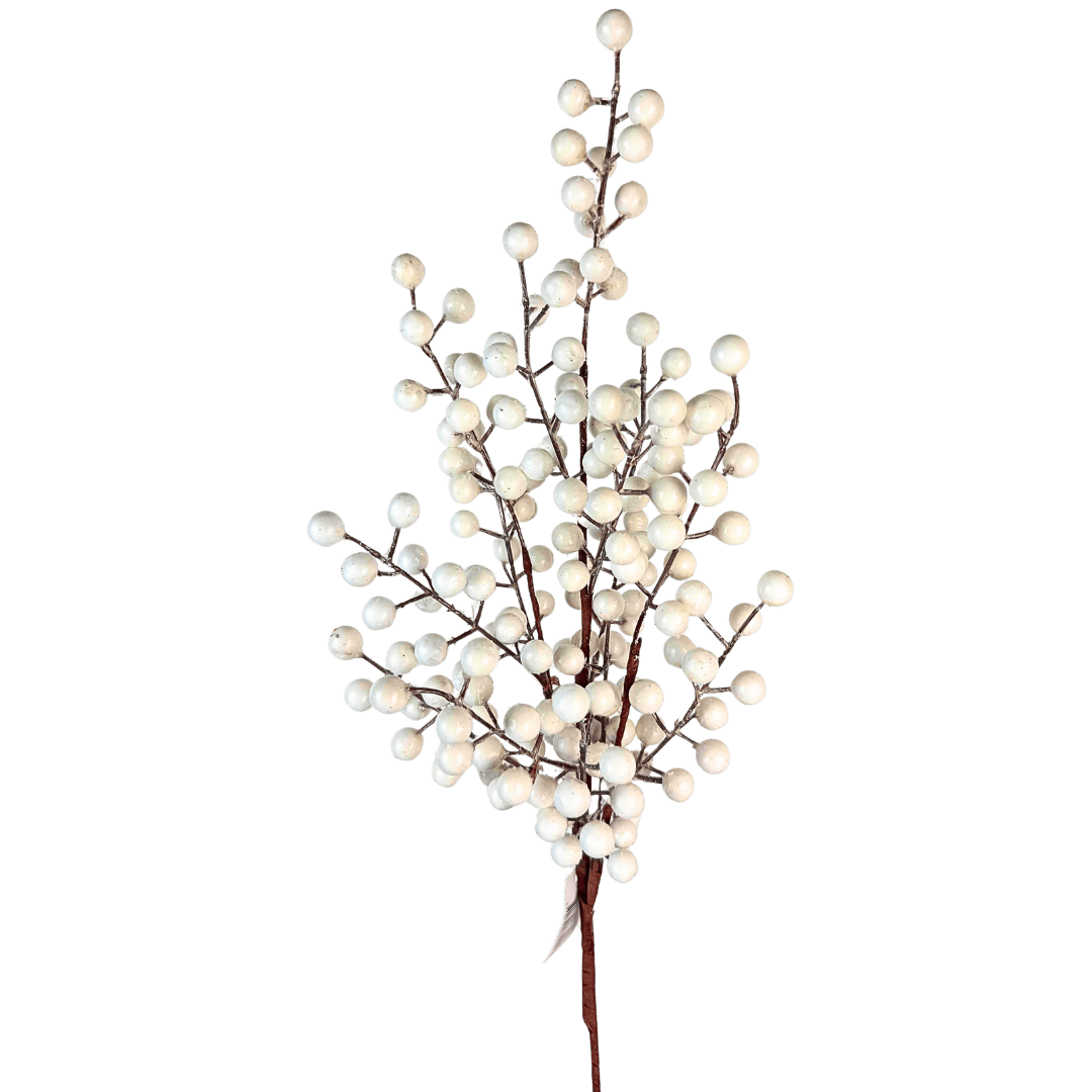 (FLA02941W) Follaje berries mate blanco 80 cm