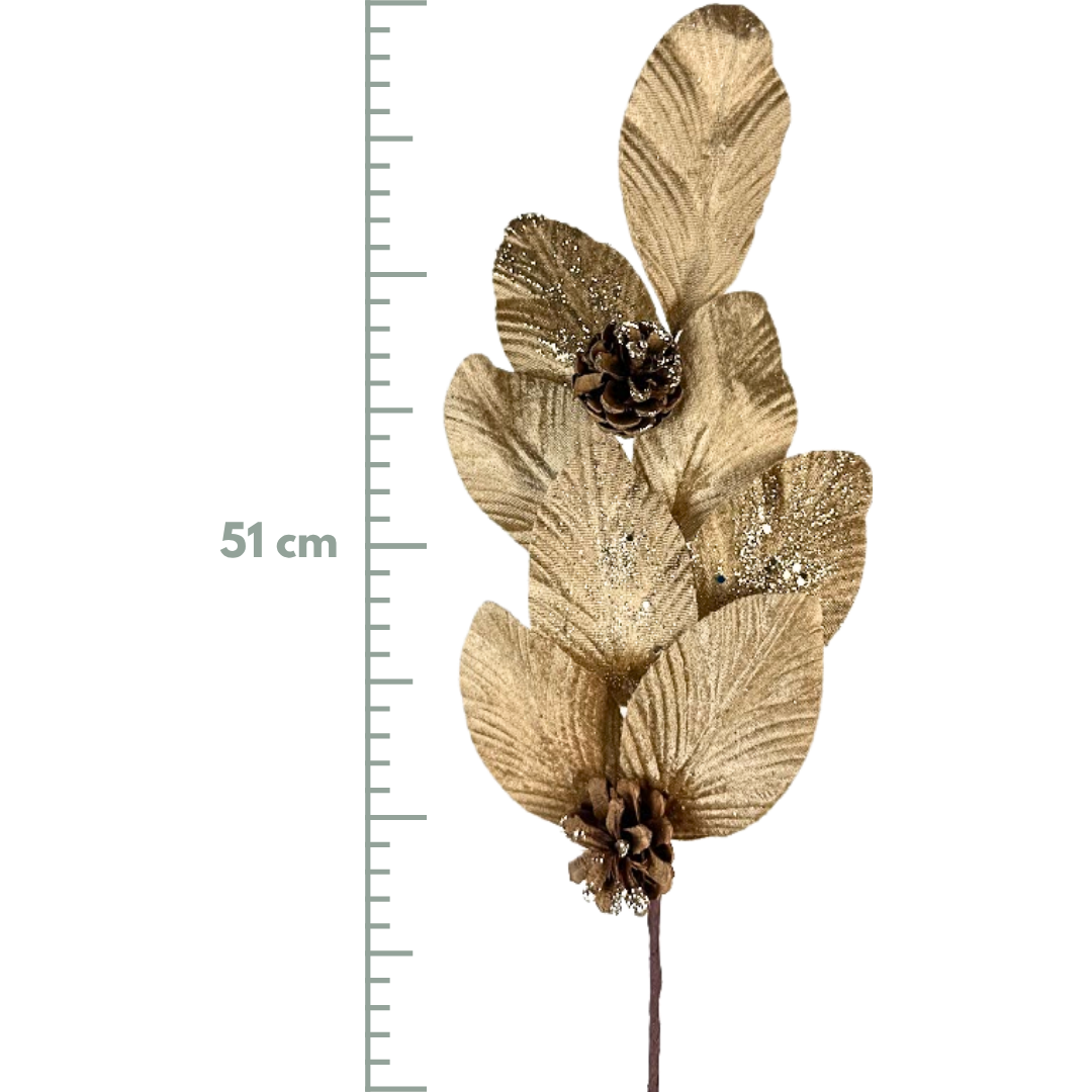 (FLA03074LT) Follaje hojas terciopelo café 51 cm