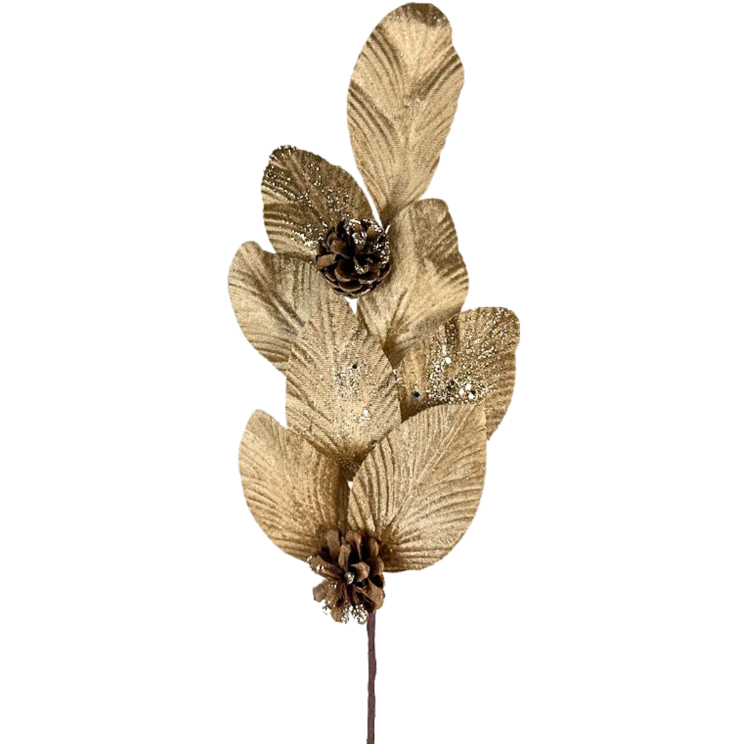 (FLA03074LT) Hojas terciopelo café 51 cm