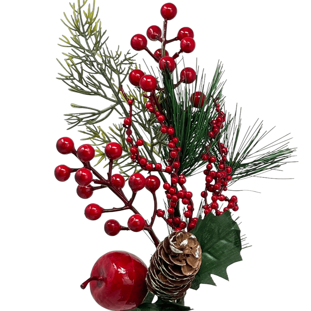 (Fll0306Rj) Follaje de Cerezas con manzana 43Cm Rojo