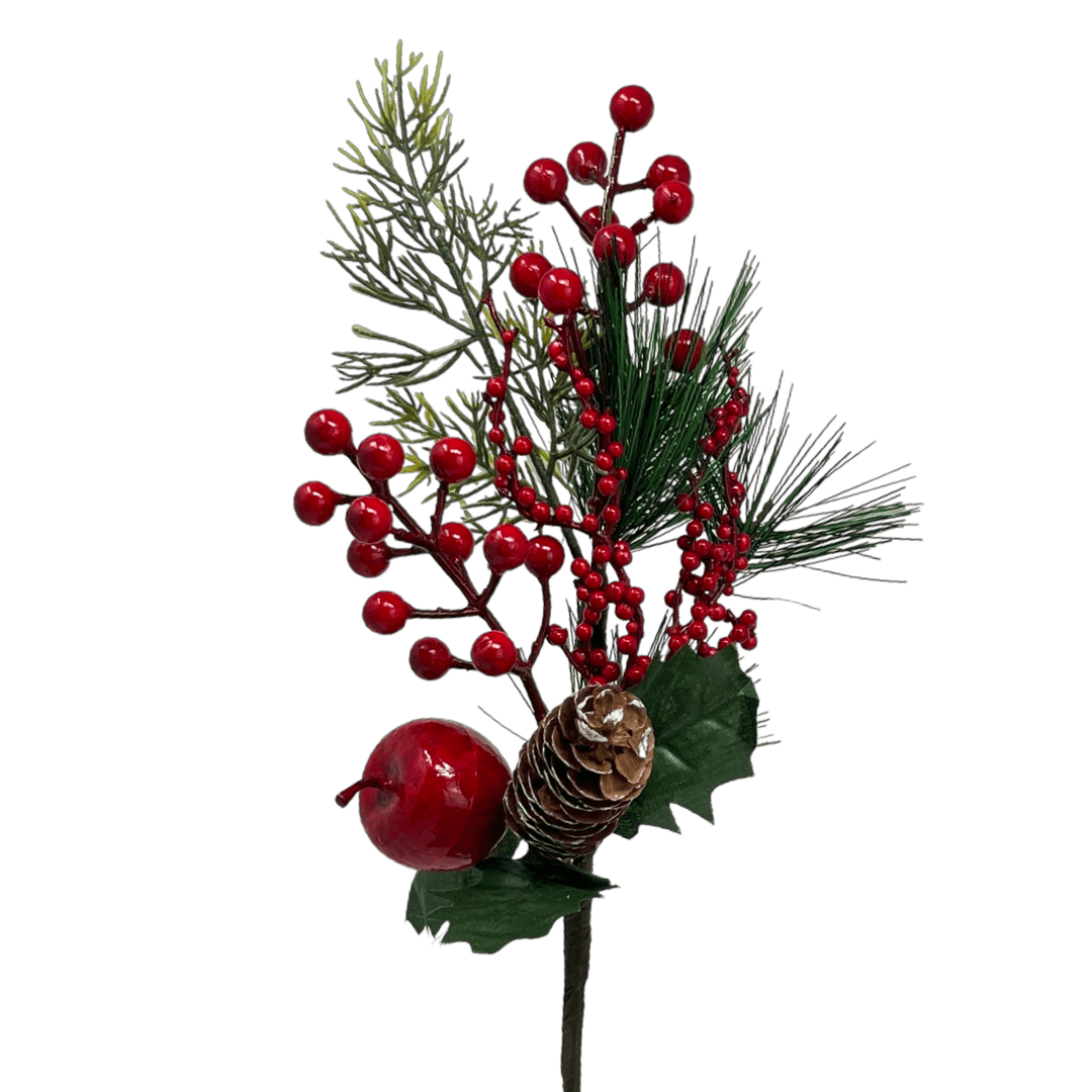 (Fll0306Rj) Follaje de Cerezas con manzana 43Cm Rojo